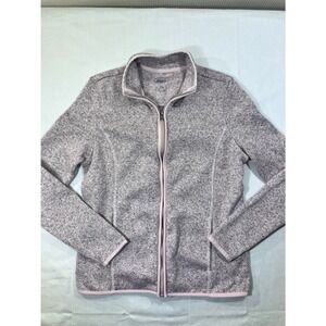 G H Bass & Co Womens Full Zip Fleece Jacket Heather‎ Gray XS Made in Jordan Poly